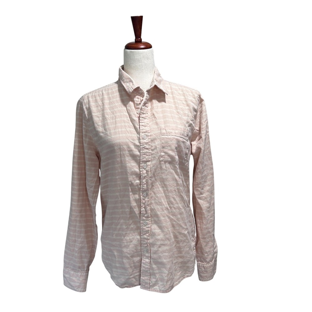 Marine Layer Women's Shirt Small Button Down Pink Striped Pocket Preppy Casual